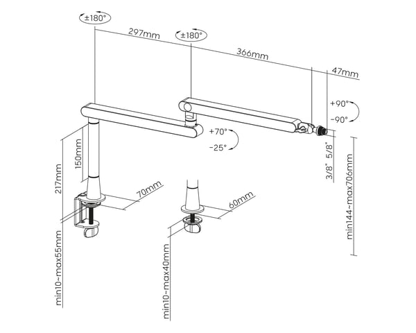Premium Studio Mircrophone Arm - Mikrofoniteline Musta