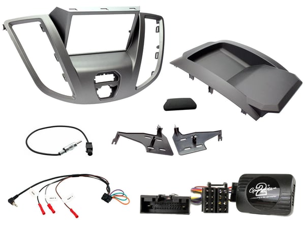 Ford Transit 2015 On V639 Car Stereo Grey Double Din Fascia & Steering Wheel Kit Ford Transit 2015 On V639 Car Stereo Grey Double Din Fascia & Steering Wheel Kit
