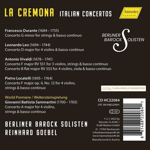Francesco Durante : La Cremona: Concerti Per 3 & 4 Violini CD (2023)
