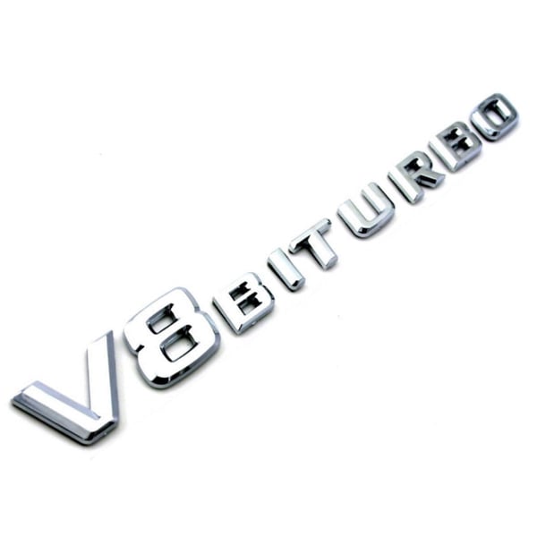 Chrome Mercedes Benz V8 BITURBO Side Wing Badge CLK55 ML55 SLK55 SL66 (Pack of 2)