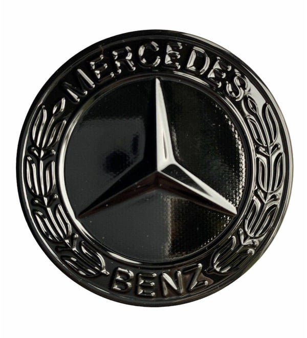Gloss Black Mercedes Benz Bonnet Badge Emblem For B C E S CLK AMG Class 57mm