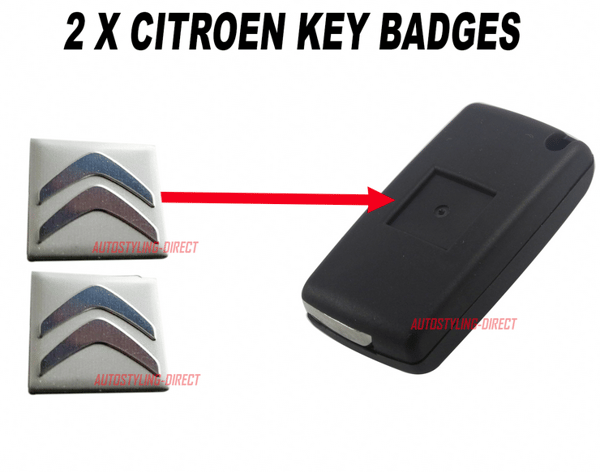 2 x 15mm Citroen Key badge emblem logo sticker for 2 or 3 button fob case