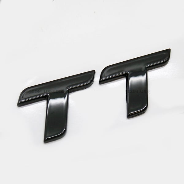 Black TT Rounded Rear Boot Lid Lettering Badge Emblem For Audi.