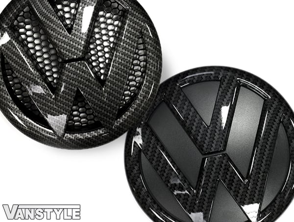 Carbon Black Front Grill & Rear Badge Emblem Set For VW Volkwagen Transporter T6