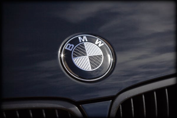 BMW Carbon Fibre Black/Silver Hood Bonnet Badge Emblem 82mm