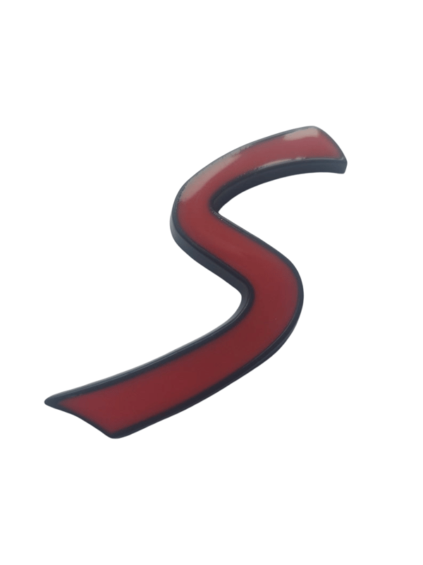 Red/Black Mini Cooper "S" Rear Boot Badge Emblem Lettering 43mm x 25mm