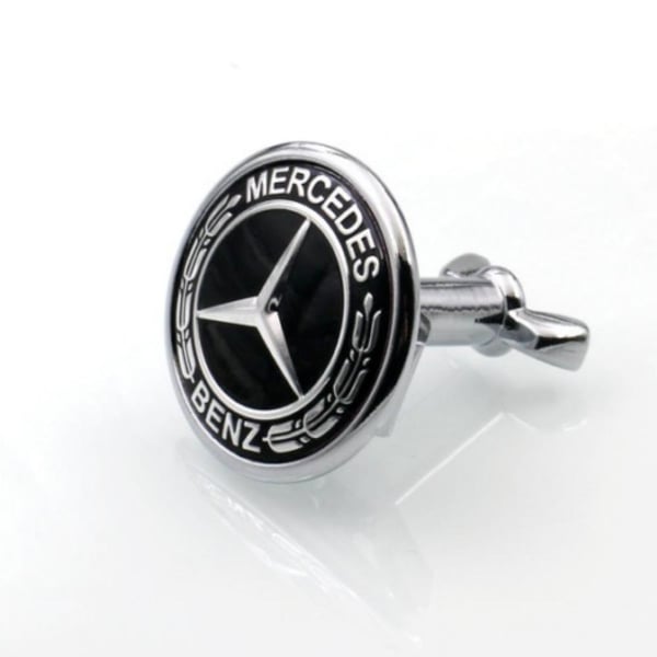 Black/Silver Mercedes Benz Laurel Bonnet Badge Emblem 45mm