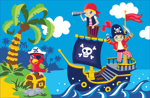 Lasten Pirates matto 120x80 cm