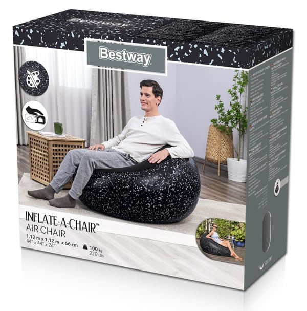 Bestway ''Inflate-A-Chair'' puhallettava tuoli 112 x 122 x 66 cm, Musta