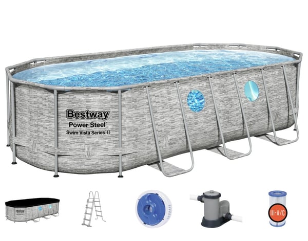 Bestway Power Steel  Swim Vista II 549 x 274 x 122 cm med pump, stege etc.