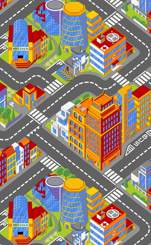 Autoleikkimatto Big City 100 x 165 cm