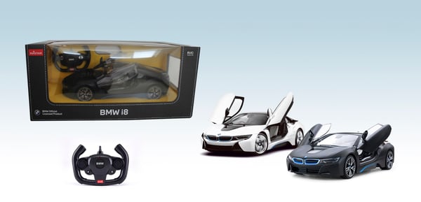 BMW i8 Radiostyrd Bil 1:14 Sort (Kan öppna dörrarna via remote)