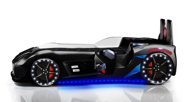 Chargedspeed  Bilsäng med läder LED-Ljus och ljudpaket, svart
