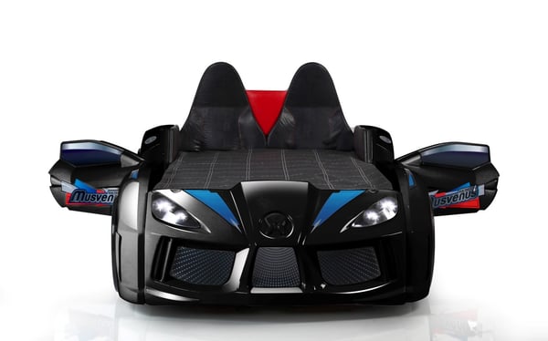Chargedspeed  Bilsäng med läder LED-Ljus och ljudpaket, svart