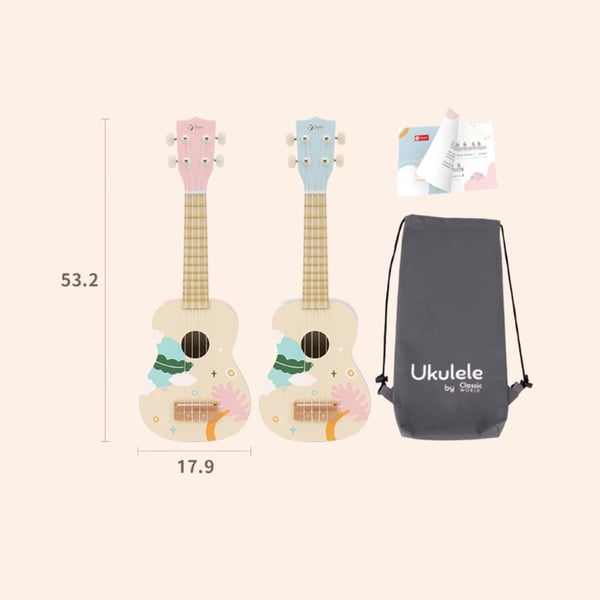 Classic World puinen Iris Ukulele vaaleanpunainen (alkaen 36 kk)