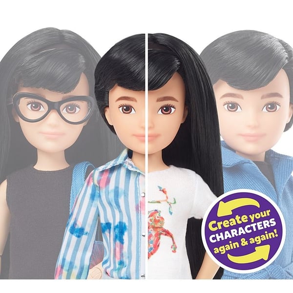 Creatable World Deluxe Dukke med svart rakt hår