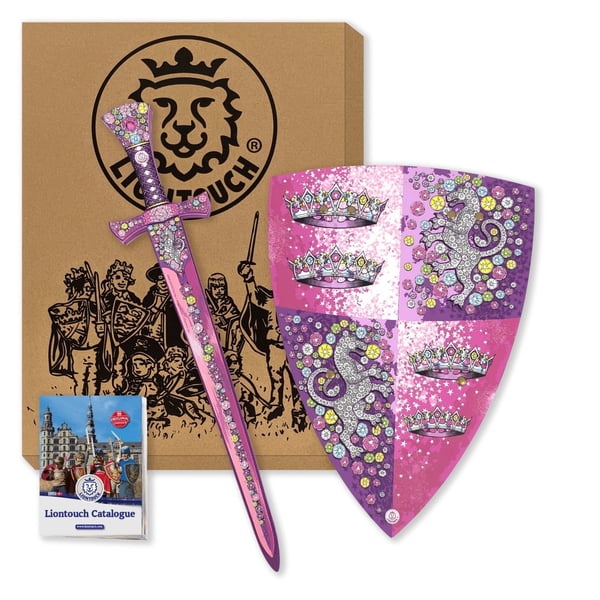 Crystal Princess-set med svärd + sköld i skumplast