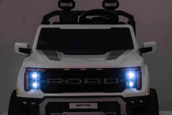Ford Ranger Raptor Elbil för barn 21,6V med lädersäte, 2.4G RC VIT