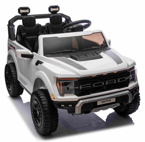 Ford Ranger Raptor Elbil för barn 21,6V med lädersäte, 2.4G RC VIT
