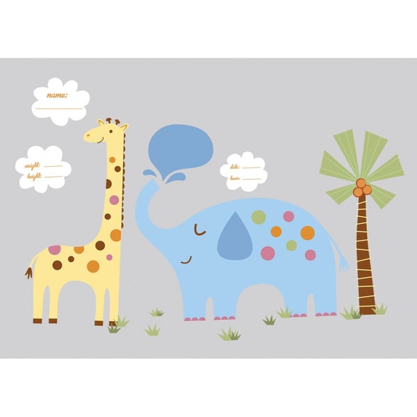 Giraff och elefant Wallstickers