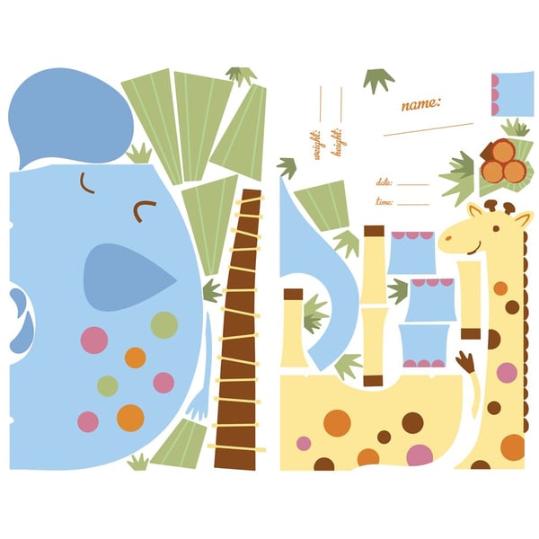 Giraff och elefant Wallstickers