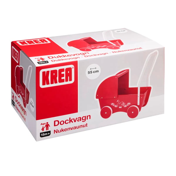 Krea Dockvagn i trä, röd