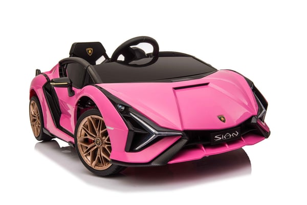 Lamborghini Sian elbil till barn 12v m/Lithium, Gummihjul, 2.4G Pink
