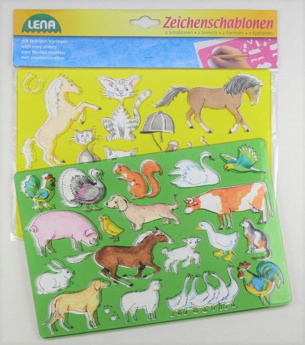 LENA Bondgårdsdjur Ritskabelon set till barn