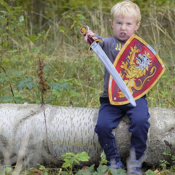Noble Knight Skumsvärd + sköld, röd