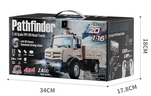 Pathfinder RC Truck 1:16 FPV Off-Road kuorma-auto sis. WIFI HD-kameran