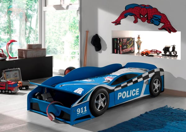 Poliisiauto Junior sänky, puu (140 cm)