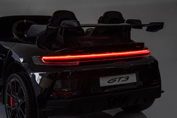 Porsche 911 GT3 Elbil för barn 21,6V med gummihjul+lädersäte Svart