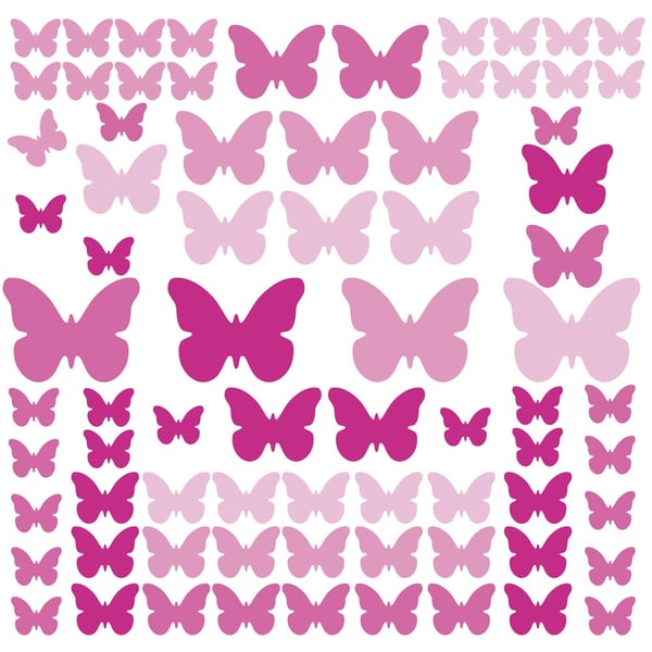 Rosa fjärilar wallstickers