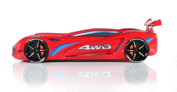 Speedy Spoiler 4WD Bilsäng med LED-Ljus och Ljudpaket, röd