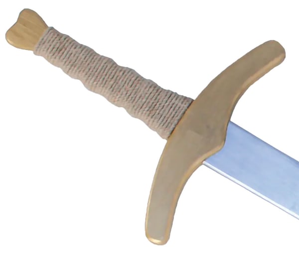 Trä 2-handssvärd, 110 cm silver/guld