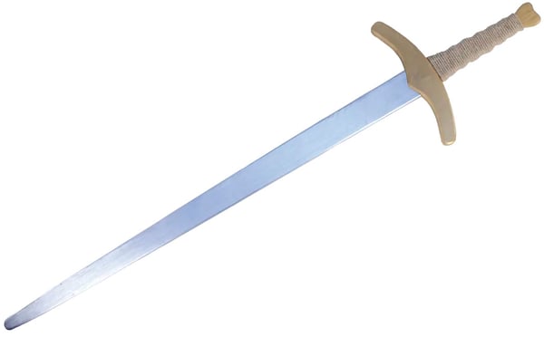 Trä 2-handssvärd, 110 cm silver/guld