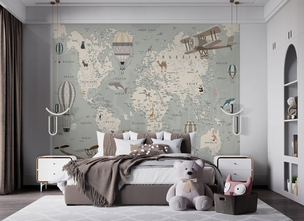 Maailmankartta tapetti 243 x 305 cm