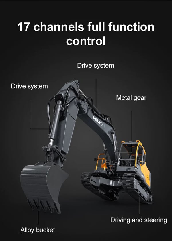 Volvo EC160E Täysimittainen metalli RC-kaivinkone 1:16 2.4G/APP