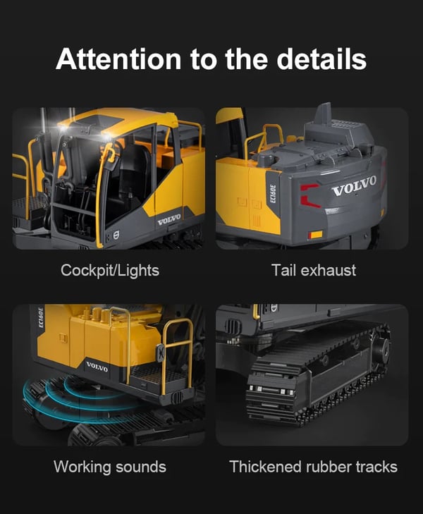 Volvo EC160E Täysimittainen metalli RC-kaivinkone 1:16 2.4G/APP