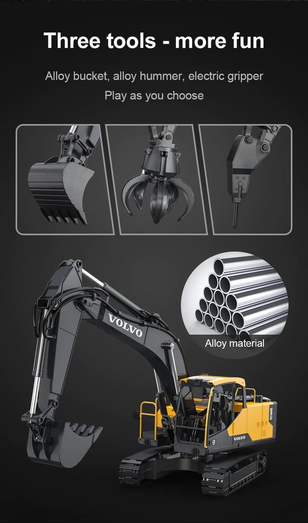 Volvo EC160E Täysimittainen metalli RC-kaivinkone 1:16 2.4G/APP