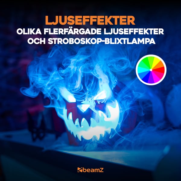 BeamZ Halloween dekoration med rökmaskin festset - Med klickbar pumpa - UV LED bar, stroboskop och ljuseffekter