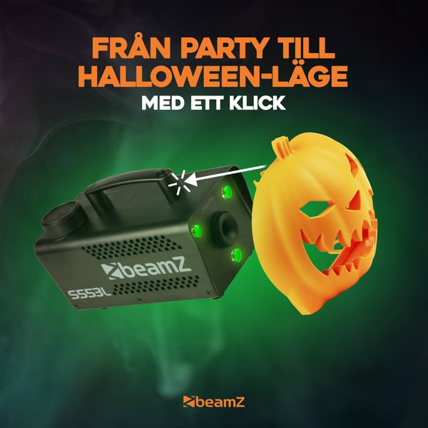 BeamZ Halloween dekoration med rökmaskin festset - Med klickbar pumpa - UV LED bar, stroboskop och ljuseffekter