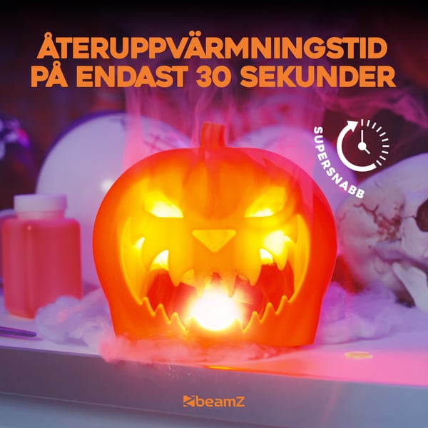 BeamZ Halloween dekoration med rökmaskin festset - Med klickbar pumpa - UV LED bar, stroboskop och ljuseffekter