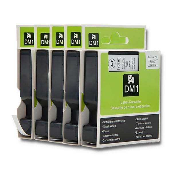 Qoltec tejp för DYMO D1 43613 6 mm x 7 m vit och svart tryck