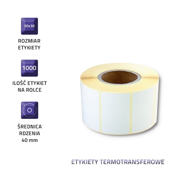 Qoltec värmöverföringsetiketter 50 x 30 mm, 1000 st