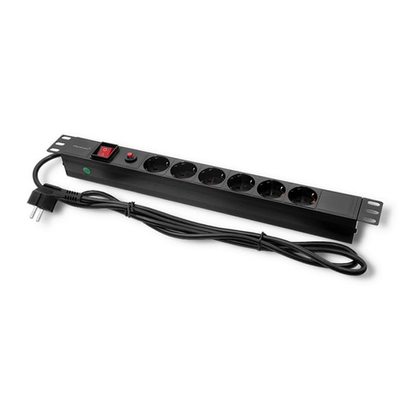 Qoltec PDU-stikdosenudtag med overbelastningsbeskyttelse til 19" RACK | 1U | 16A | 6xSCHUKO | 2m