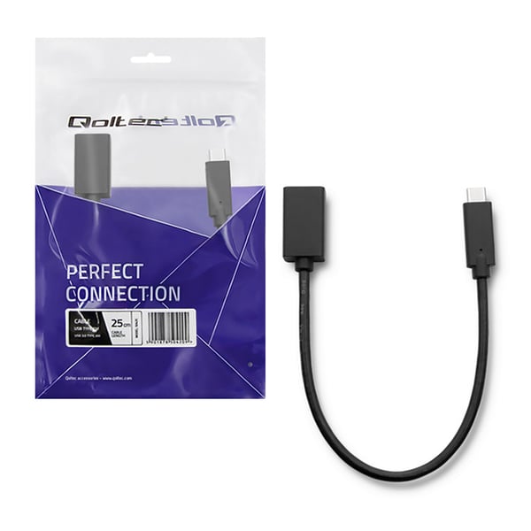 Qoltec USB 3.1 Type C hanstik til USB 3.0 Type A hunstik kabel 0,25 m