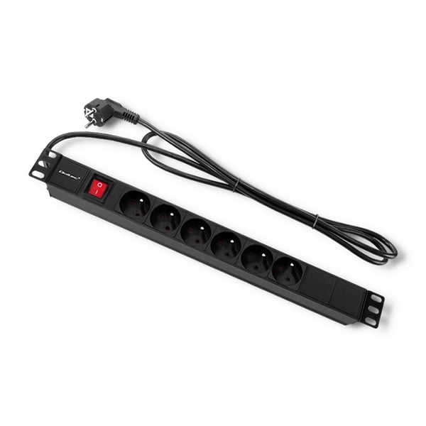 Qoltec PDU-grenuttag til 19'' RACK 1U 16A 6x FRENCH 2m