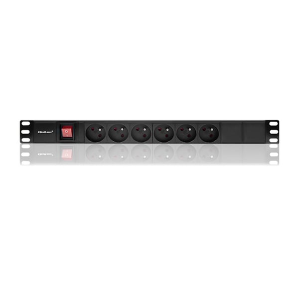 Qoltec PDU-grenuttag til 19'' RACK 1U 16A 6x FRENCH 2m
