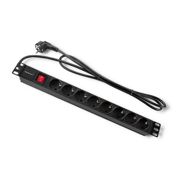 Qoltec PDU-grenuttag til 19'' RACK, 1U, 16A, 8x SCHUKO, 2m